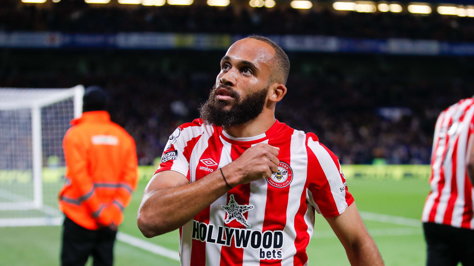 Bryan Mbeumo celebration v Chelsea (reaction hero)