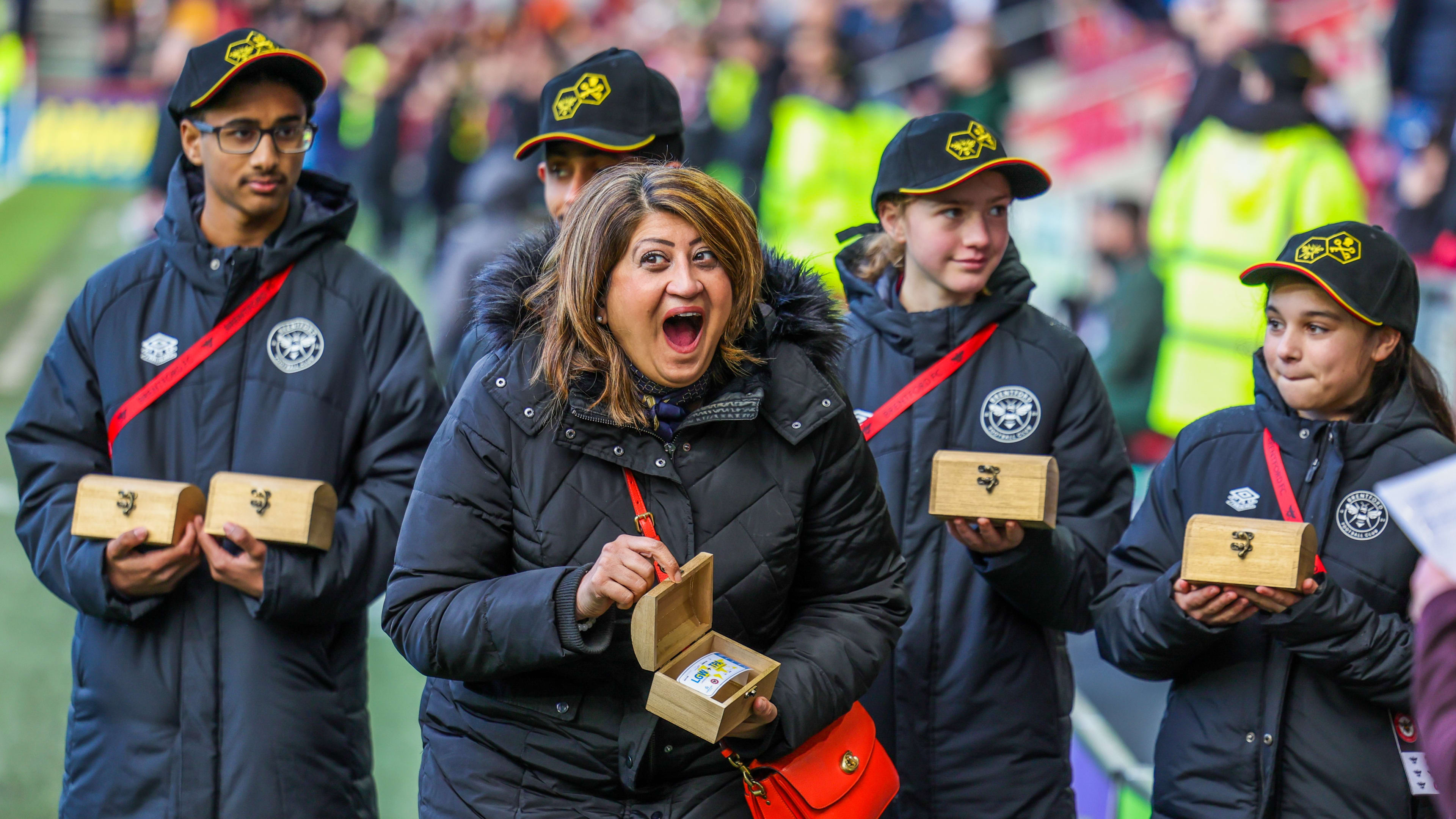 Shock as one lucky bees fan wins a dream trip to Tampa Bay in a half-time competition