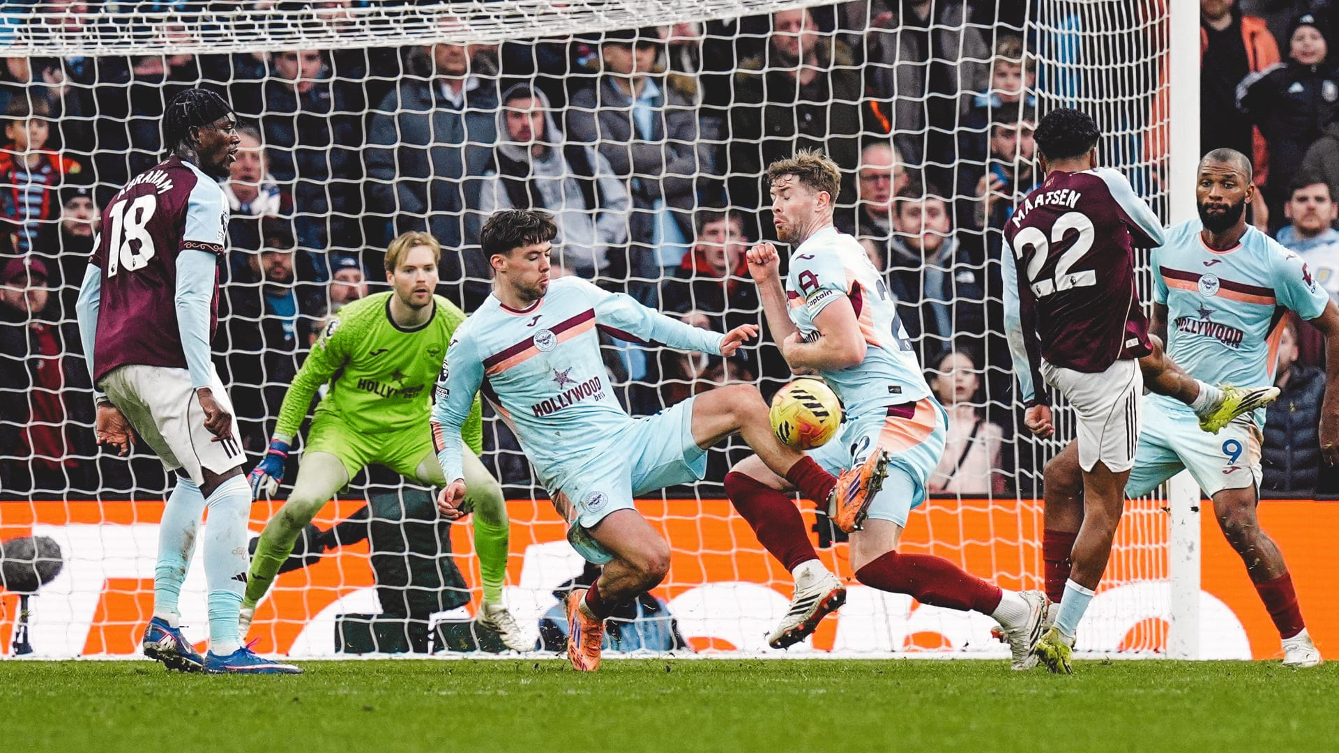 Brentford defending v Aston Villa