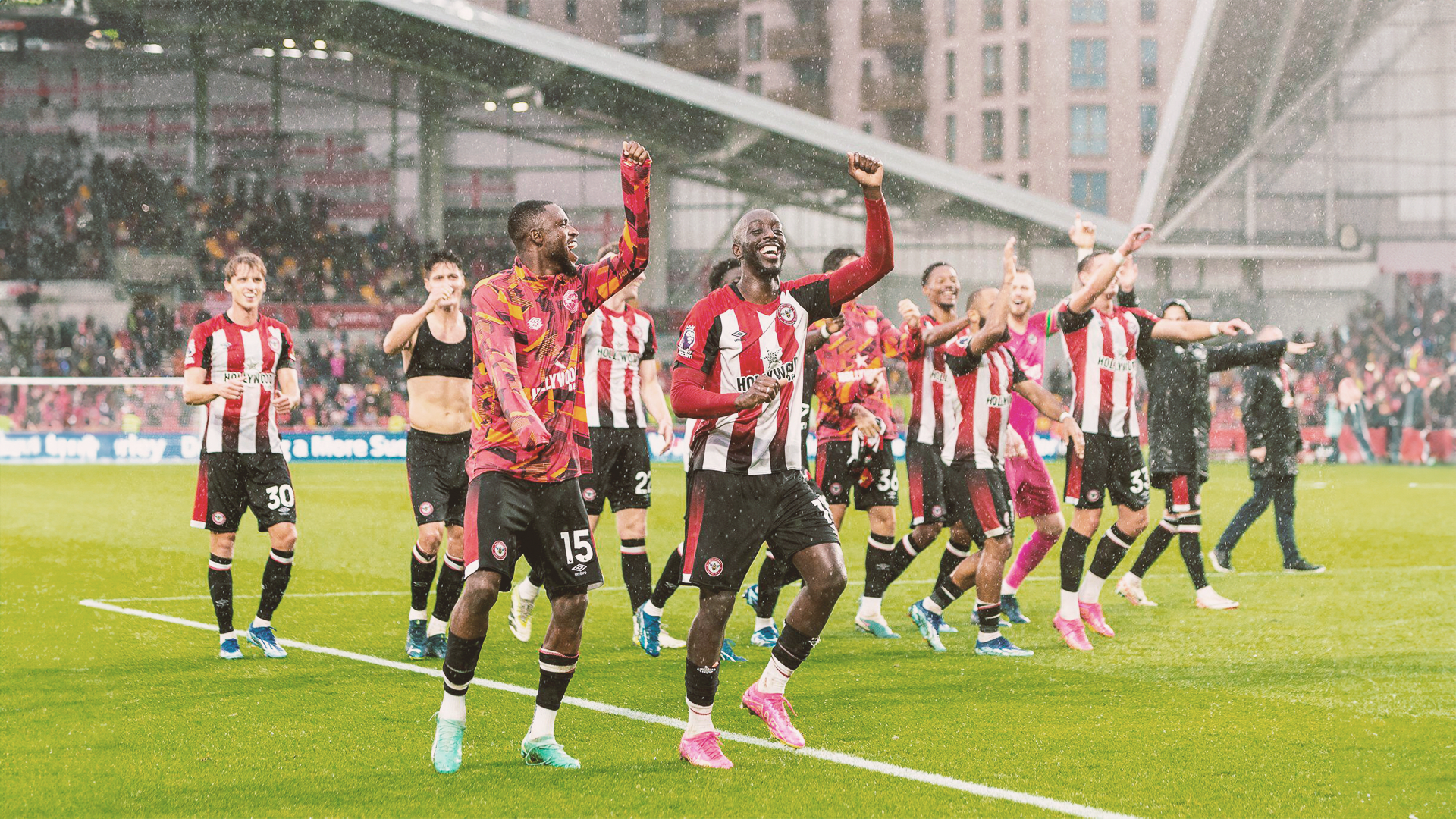 Brentford celebrate post-match