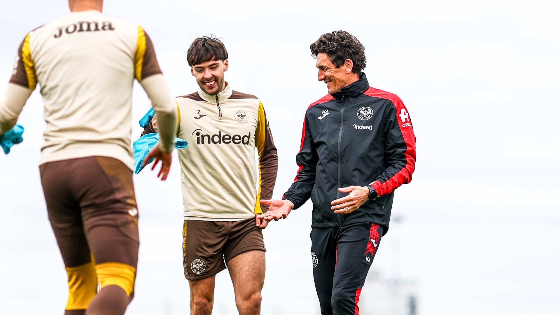 Aaron Hickey and Keith Andrews - training