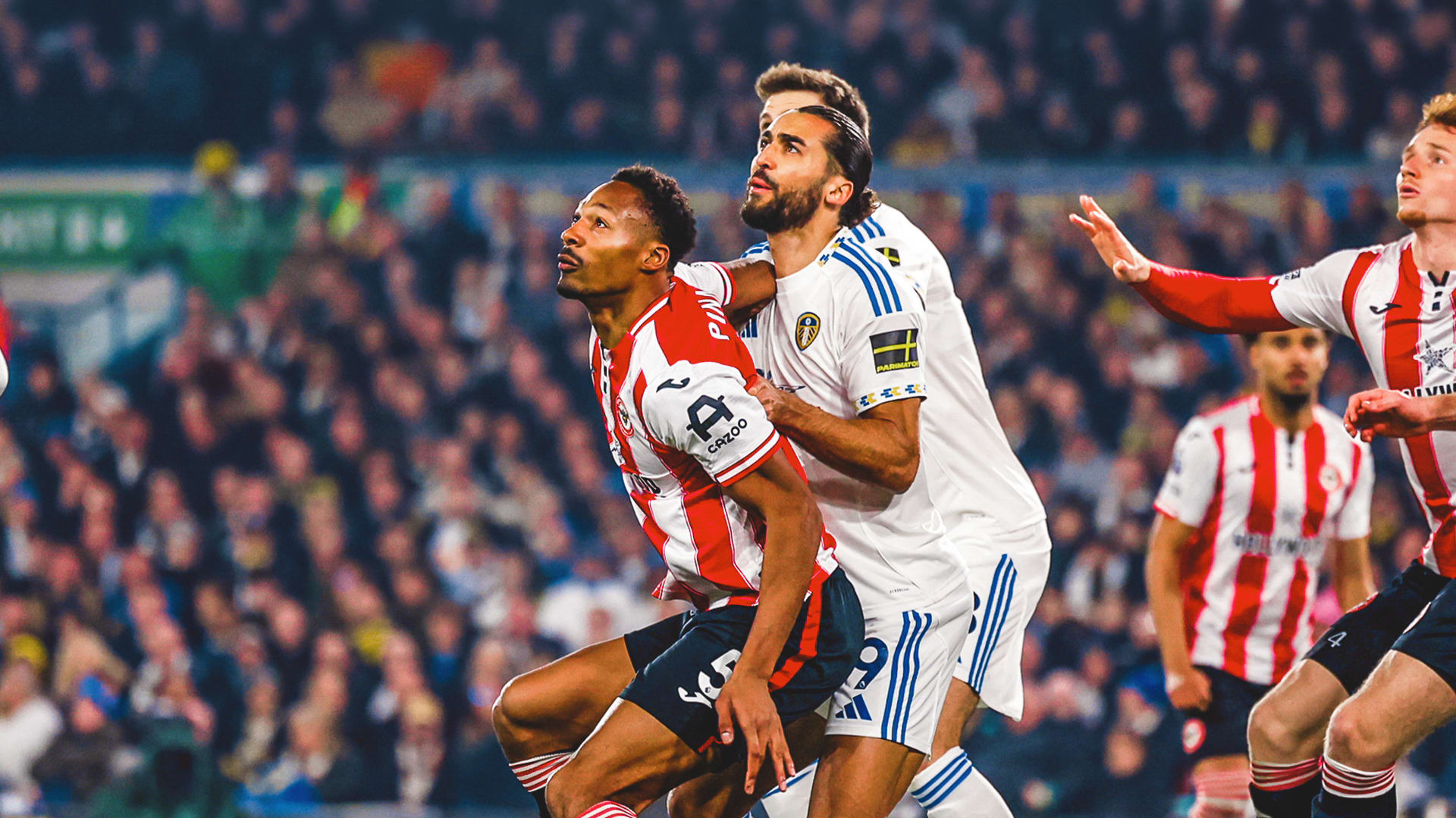 Ethan Pinnock and Dominic Calvert-Lewin - Leeds v Brentford