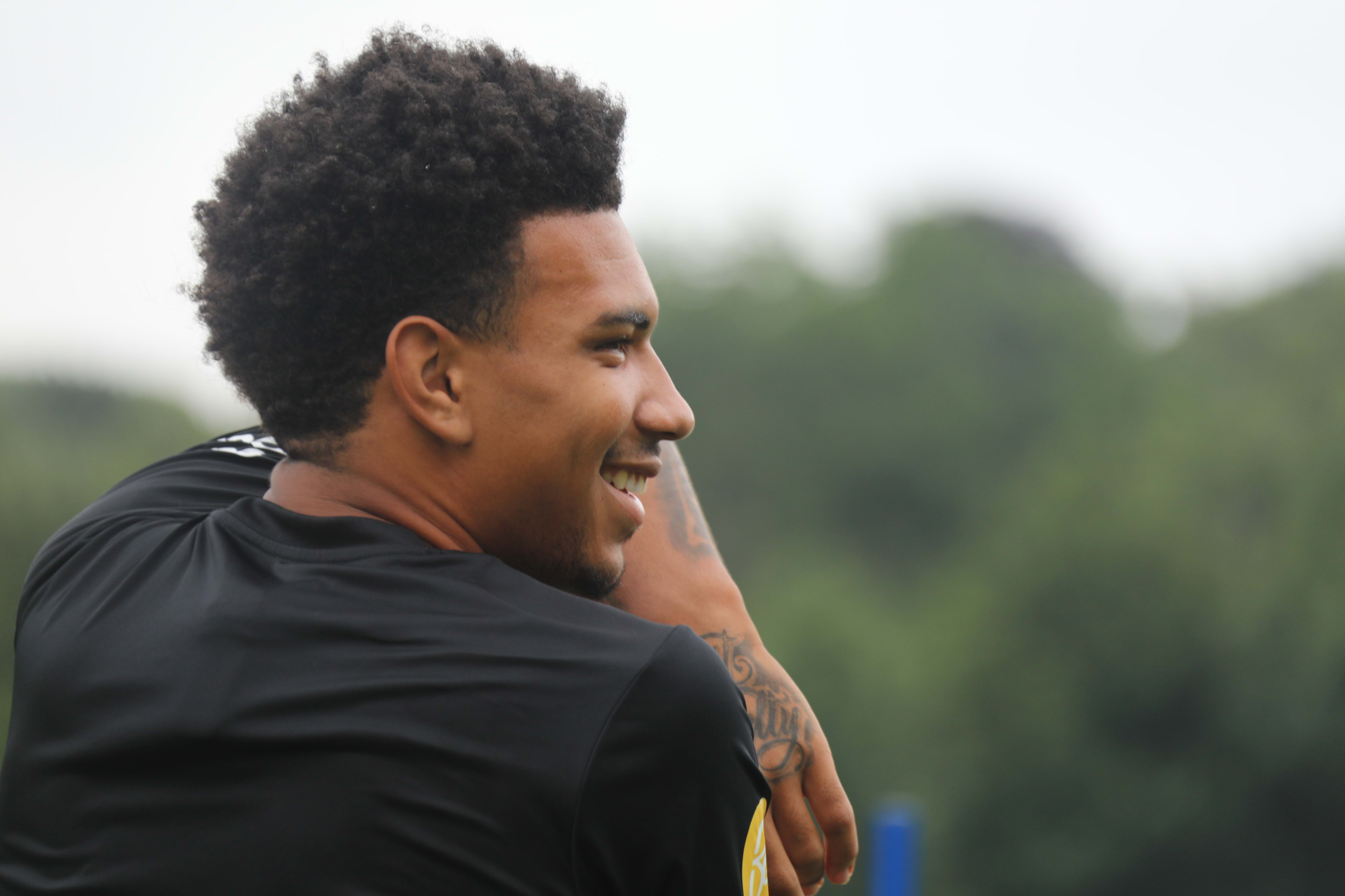 Nico Jones smiles in training as The Bees prepare for another session