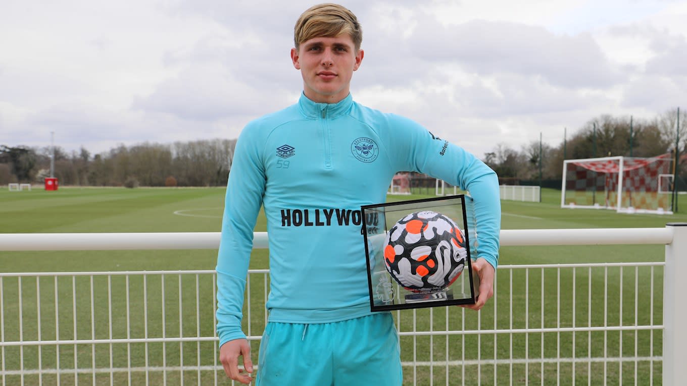 Fin Stevens presented with Premier League debut ball