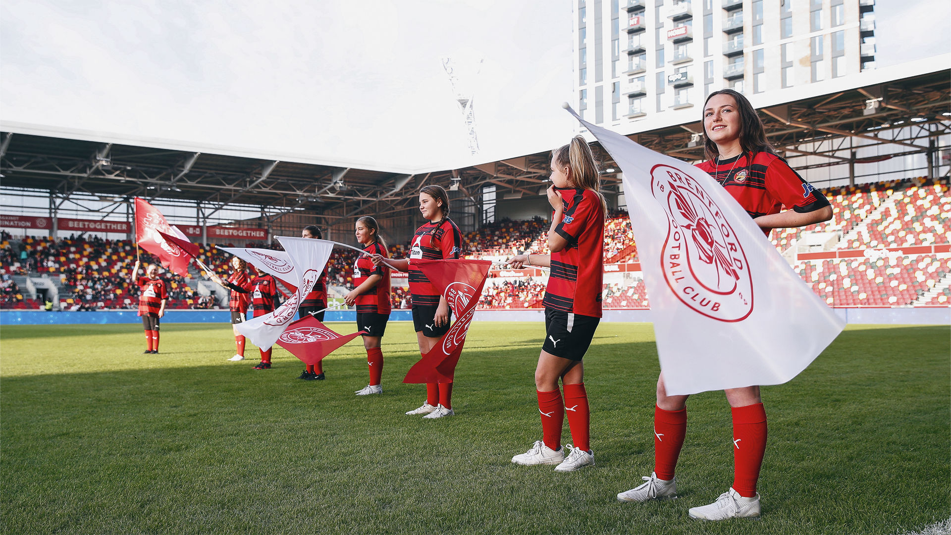 Brentford mascots pre-Watford Ladies @ Gtech