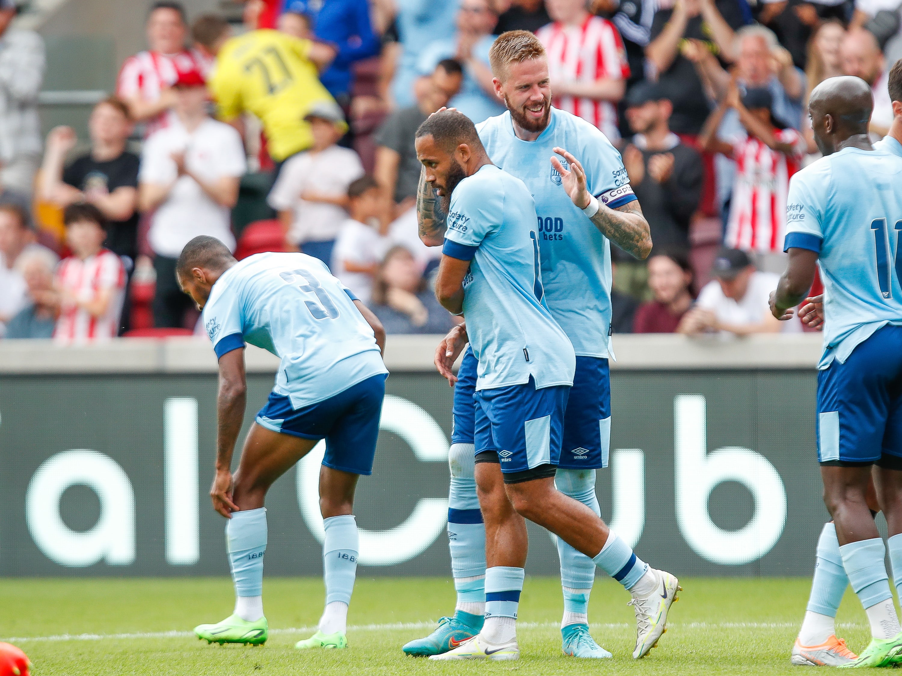 Bryan Mbeumo and Pontus Jansson