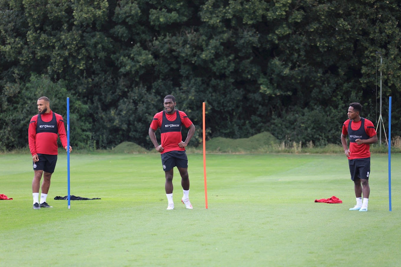 Bryan Mbeumo and Dru Yearwood in training