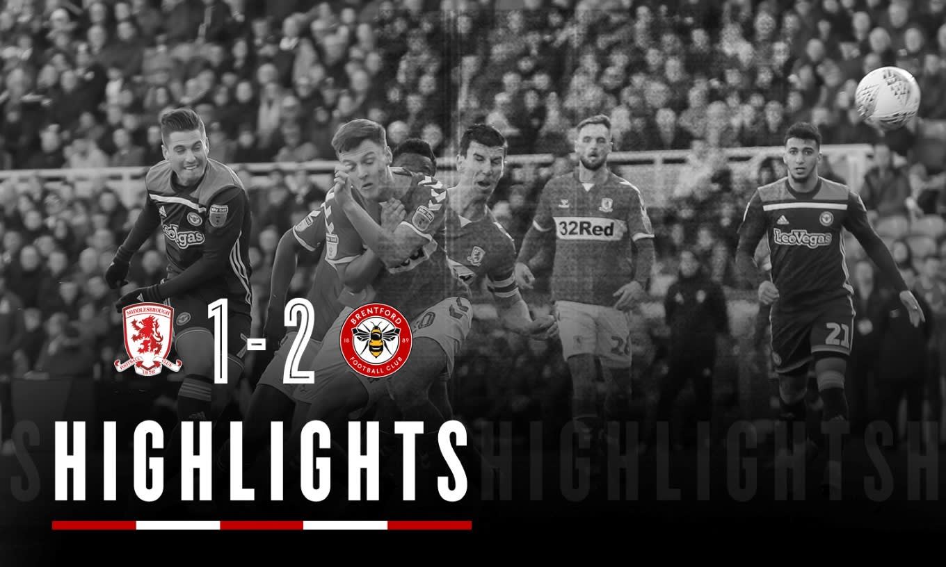 Match Highlights: Middlesbrough 1 Brentford 2 