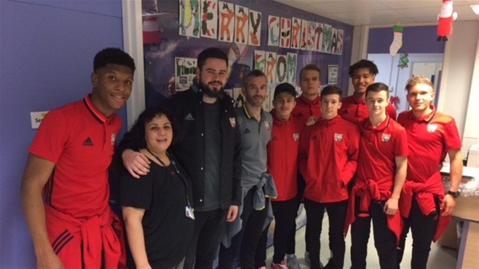B Team players visit children at West Middlesex Hospital