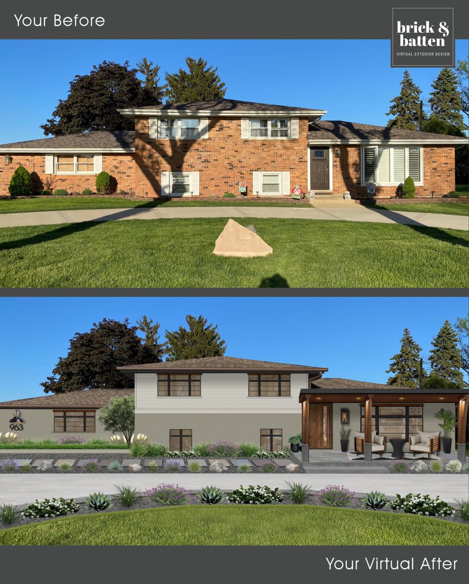 13 Split-Level House Exterior Ideas - brick&batten