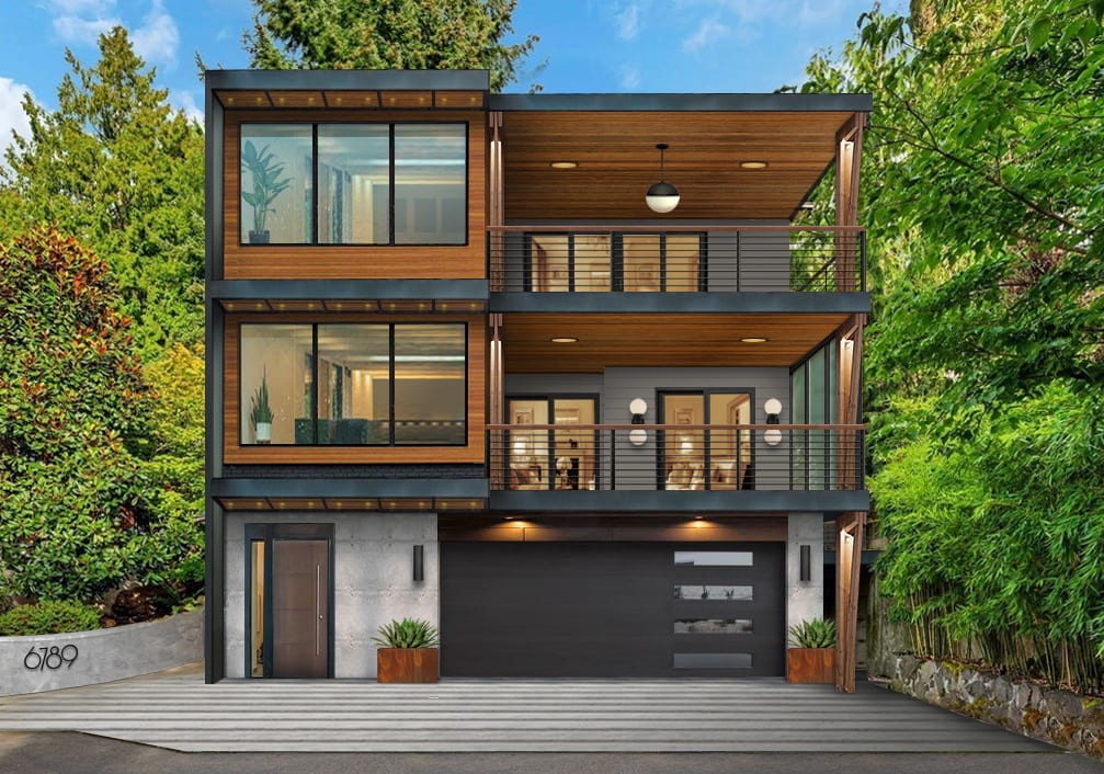 Virtual exterior design of a modern contemporary home - Modern vs. Contemporary Home Design In 2025 - brick&batten