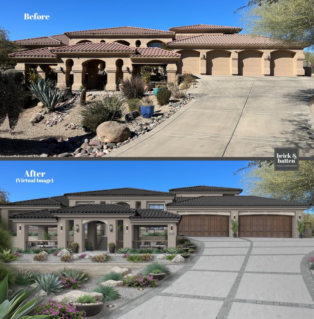 before and after of a mediterranean house