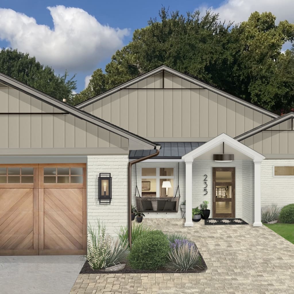 A home rendered in Sherwin Williams' Gray Area