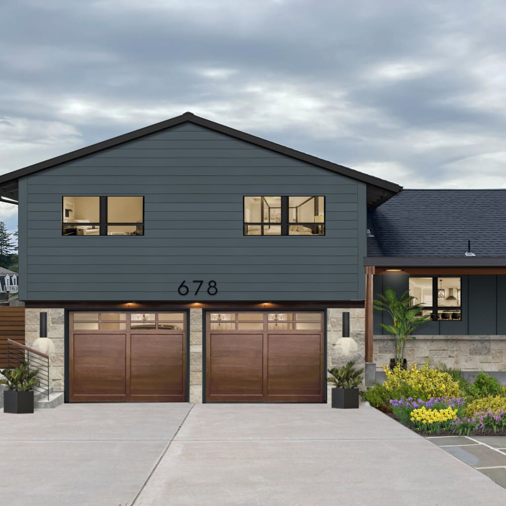 Virtual exterior design of a home with James Hardie siding in Evening Blue
