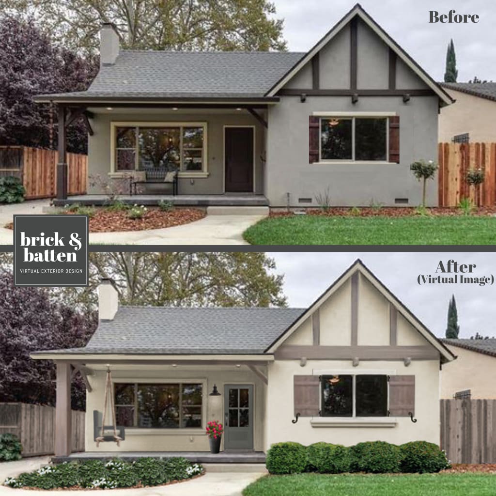 Before and after of a home with new shutters