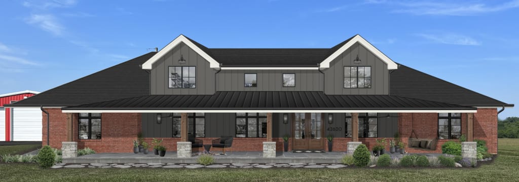 A modern farmhouse inspired home exterior design