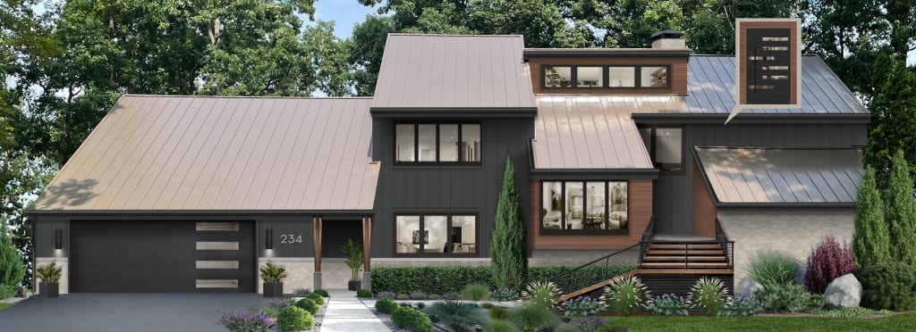 Benjamin Moore's Nightfall on a contemporary home