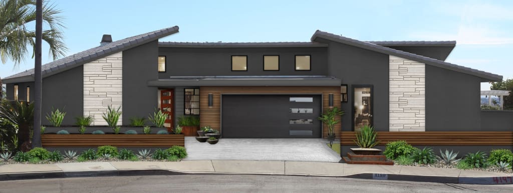 Virtual exterior design of a home with a modern design