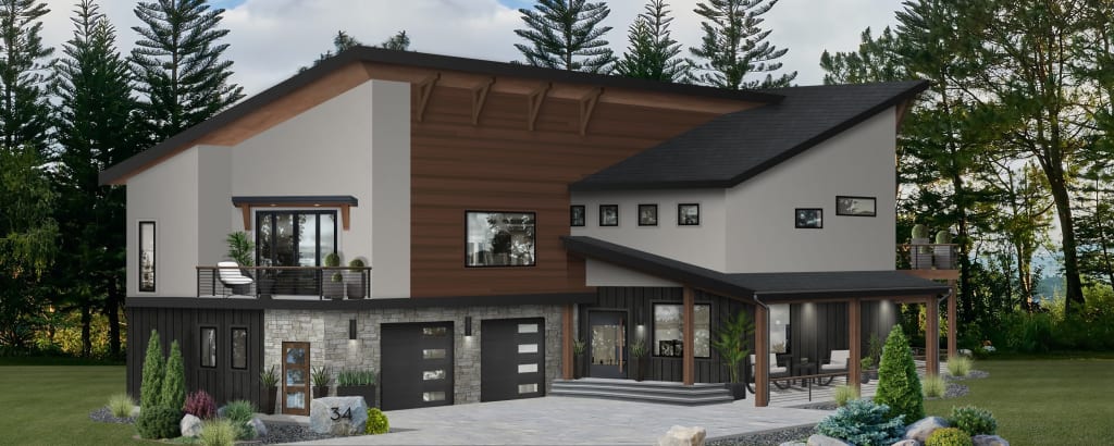 A home rendered in Sherwin Williams' Urbane Bronze