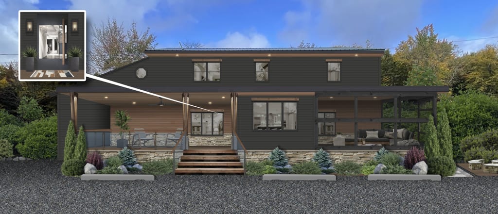 A commercial property with a modern mountain aesthetic