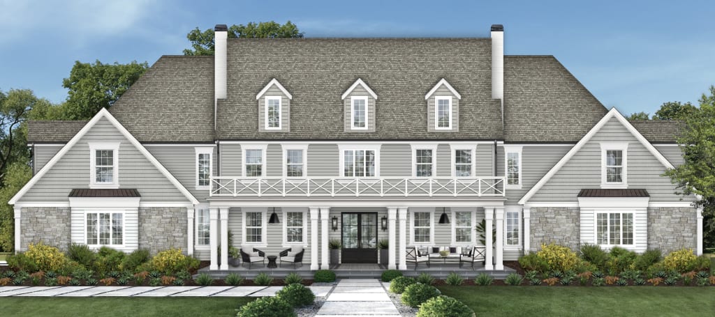 A home rendered in Benjamin Moore's Coventry Gray