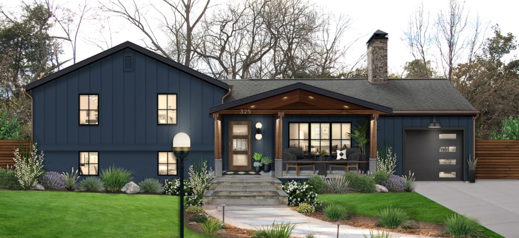 A home rendered in Sherwin Williams' Naval