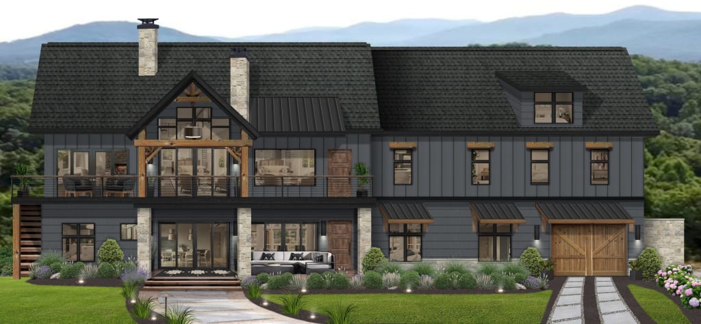 A rendering of a home featuring a belly band, one of the unique design words our clients taught us