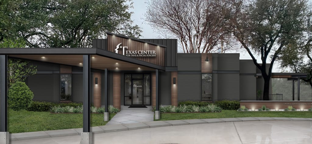 Contemporary curb appeal for an oral and facial surgery center: side view