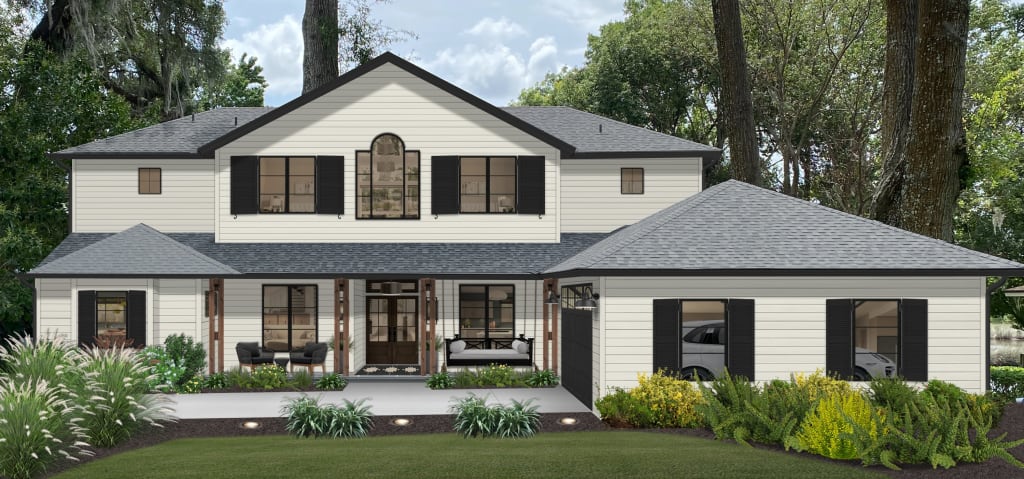 A home rendered in Sherwin Williams' Alabaster