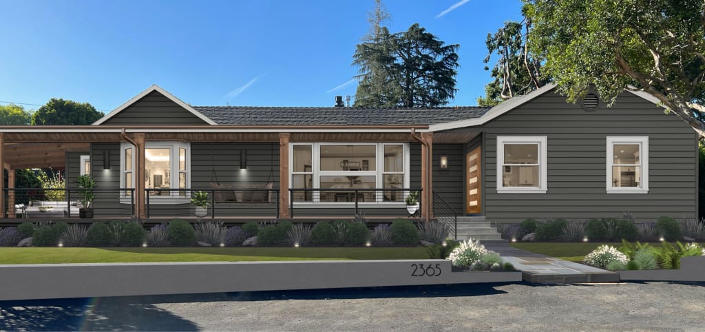 Ranch home with a wrap around porch
