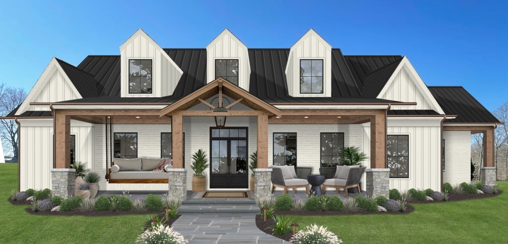 A rendering of a home that showcases the power of exterior painting