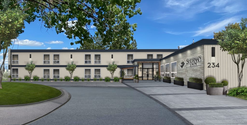 Entrance to redesigned inn