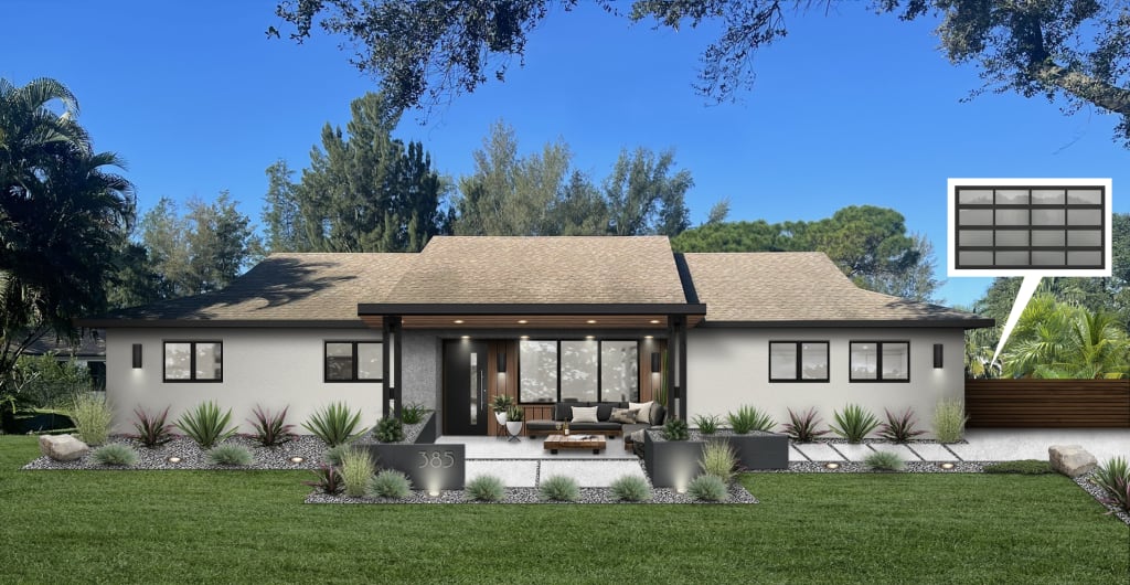 small home with enclosed patio