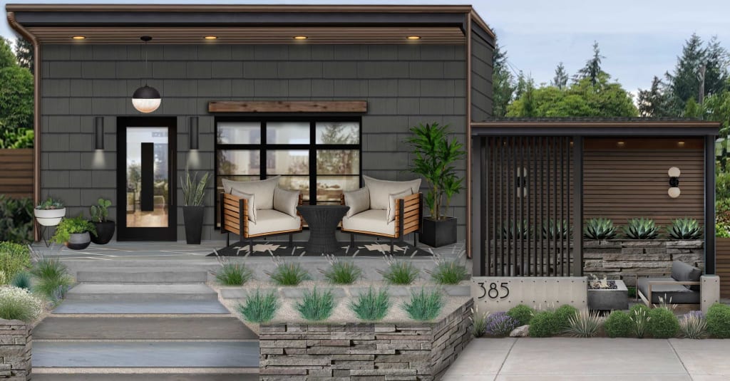 tiny home in iron mountain gray shakes