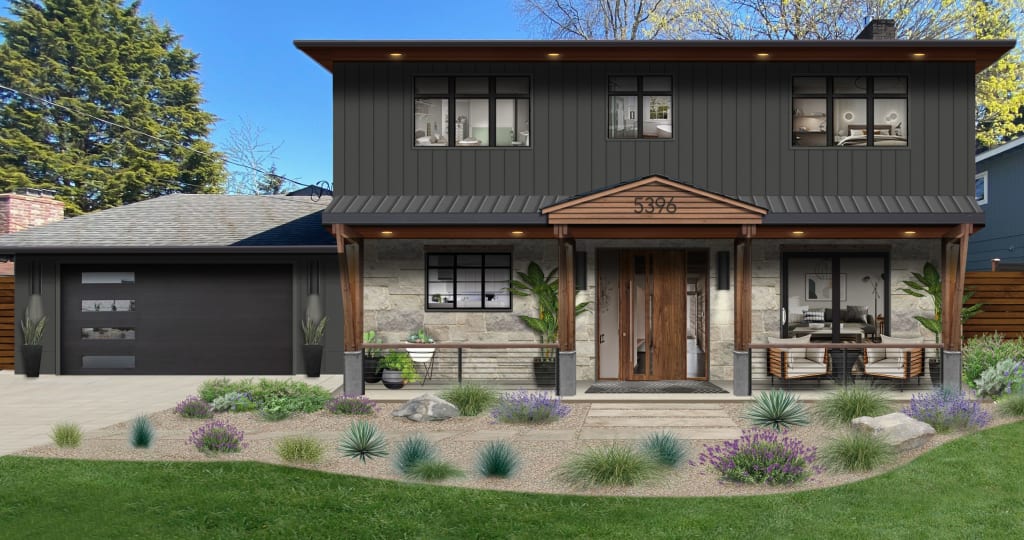 traditional two story home painted in iron mountain by benjamin moore