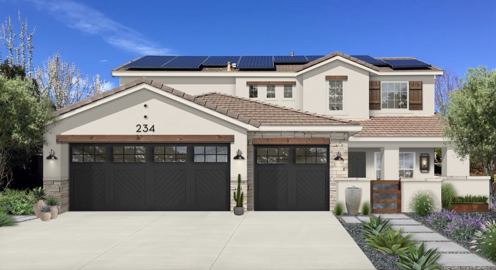 stucco house with natural accents
