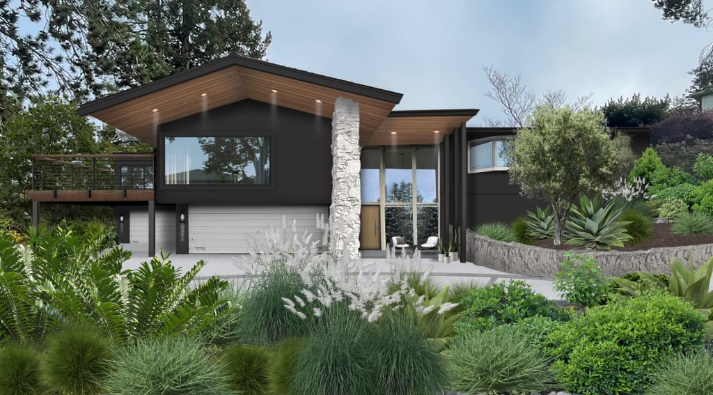 A rendering of an industrial home