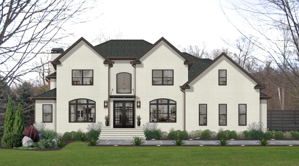 A rendering of a home with a quiet luxury aesthetic
