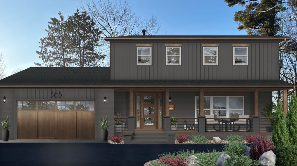 A home design highlighting one of brick&batten's go-to wood stain colors