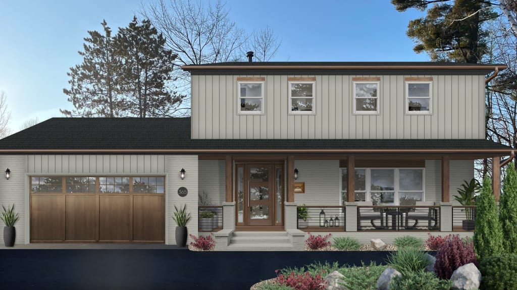 A home design highlighting one of brick&batten's go-to wood stain colors