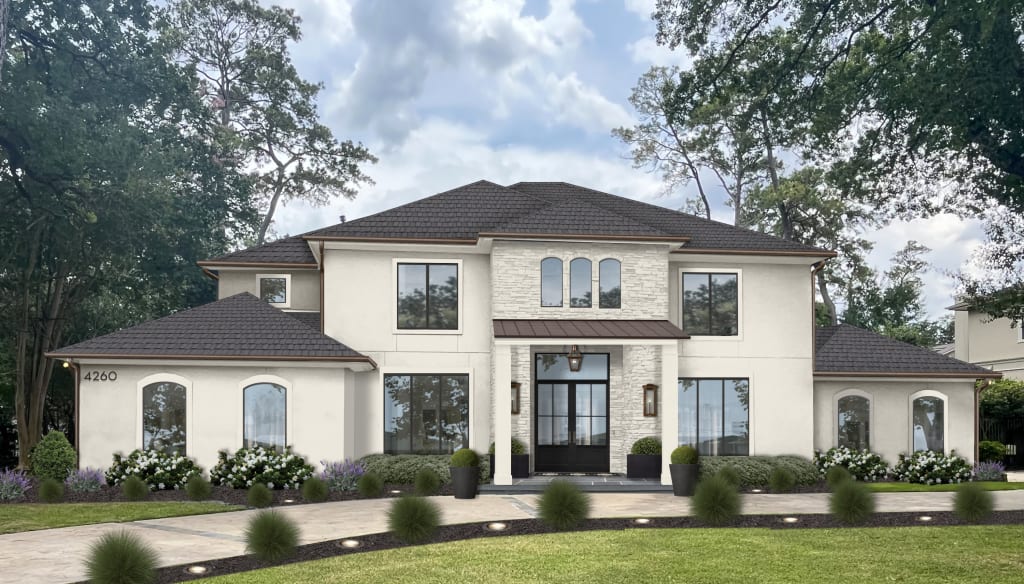 A home rendered in Sherwin Williams' Creamy