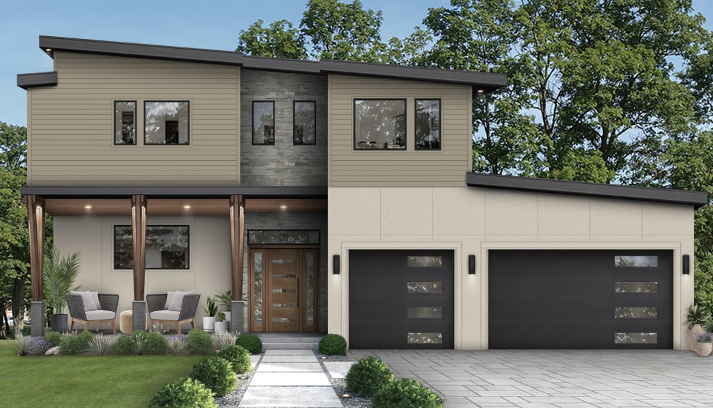 house with neutral mixed materials
