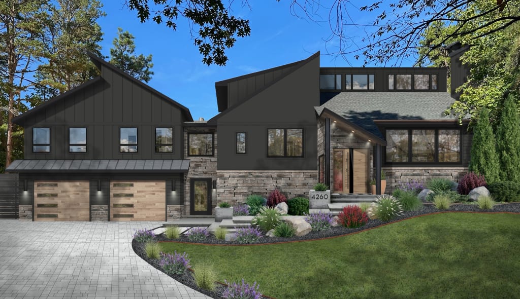 black house with natural materials