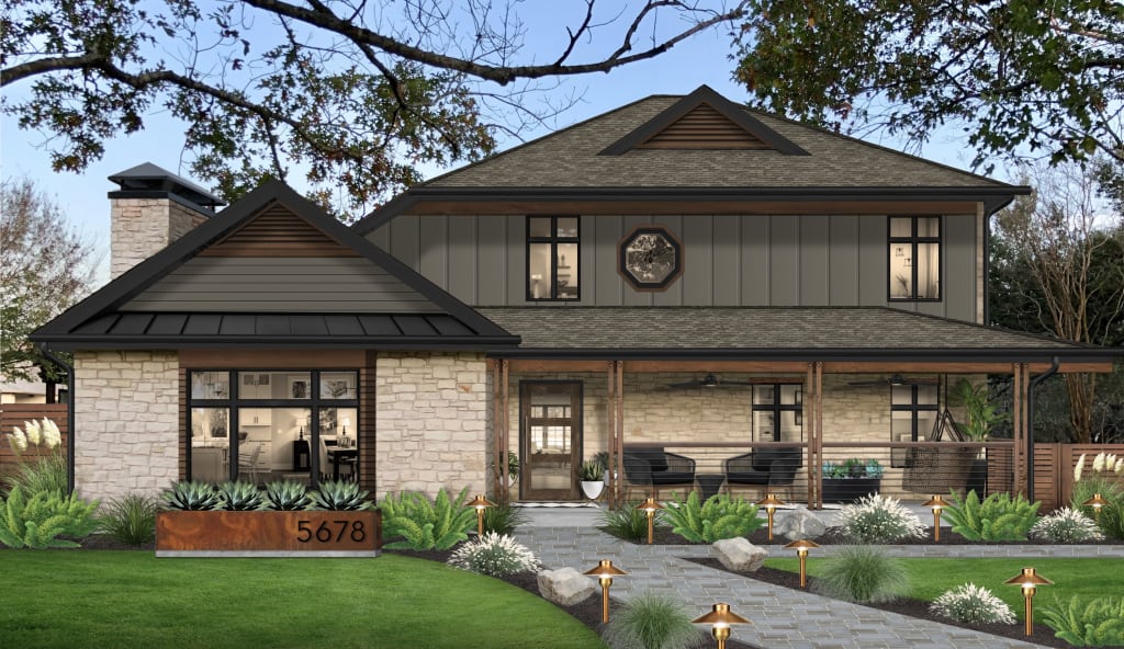 A home rendering with siding in Sherwin Williams’ Porpoise