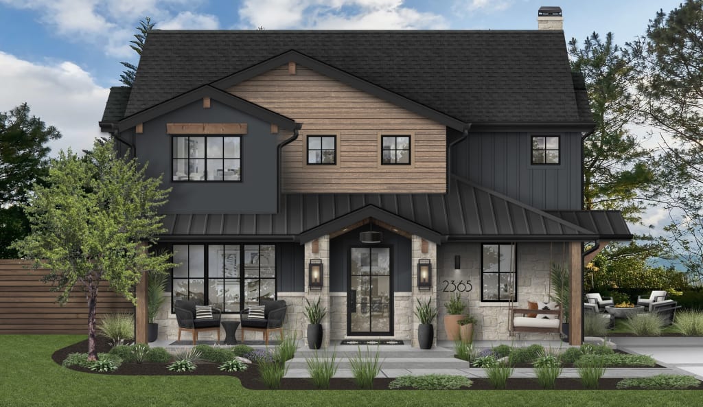 A home rendering showcasing one of brick&batten's favorite front door design ideas