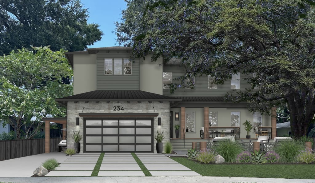exterior with two shades of green
