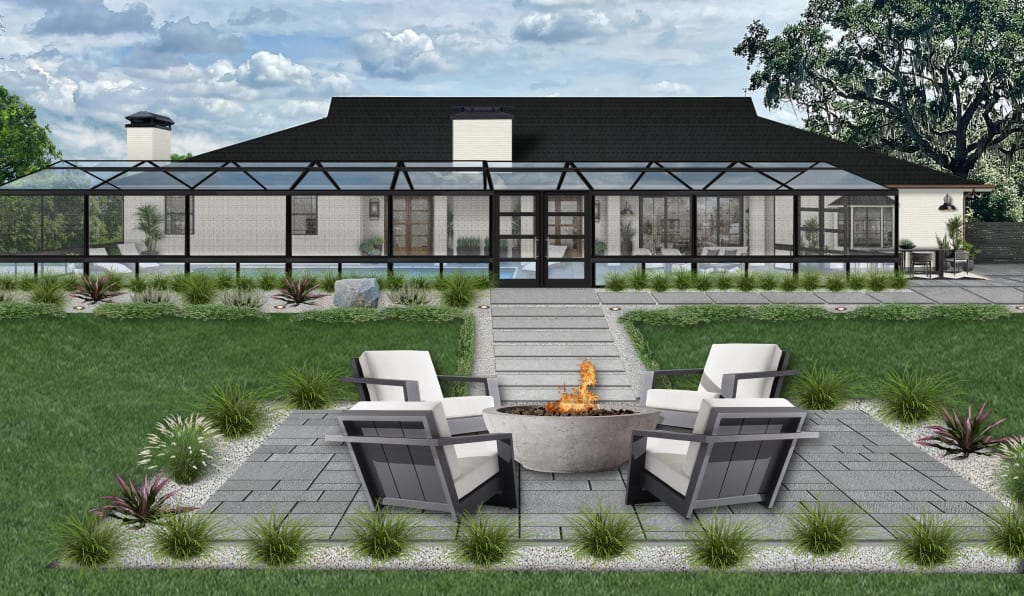 ranch home with a screened lanai surrounding the pool
