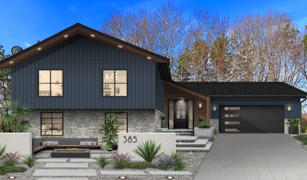 large home with blue exterior house colors