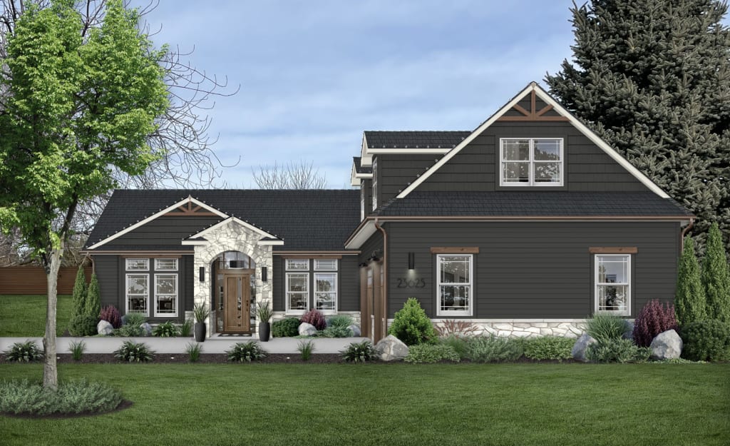 A virtual rendering of a home's exterior
