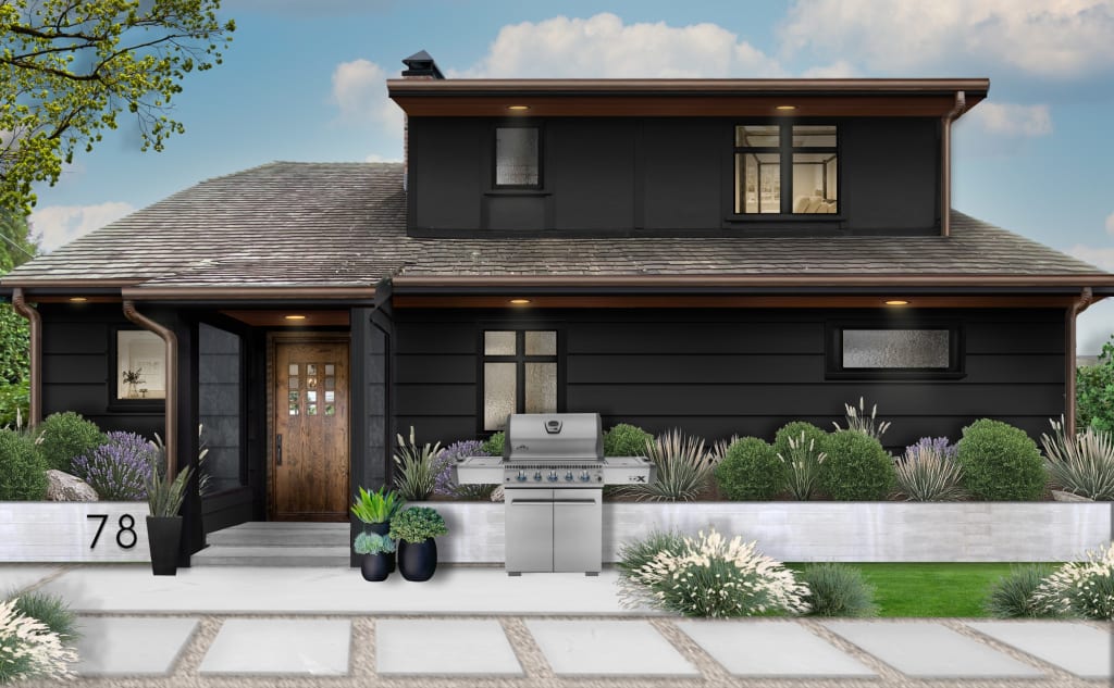 Virtual rendering of a home painted in Caviar